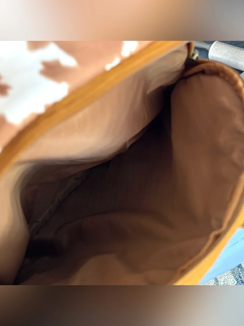 JanSport Campus Cow Print Backpack JS0A4QVK Large Brown White Suede Vintage Rare